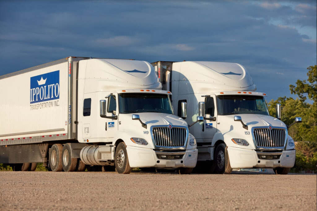 Two trucks with ippolito logos